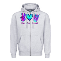 Heather Grey Peace Love Mermaid Zipper Hoodie - Jasminsmagicworld