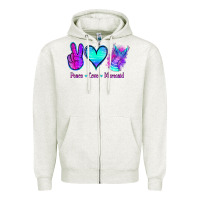 Oatmeal Heather Peace Love Mermaid Zipper Hoodie - Jasminsmagicworld