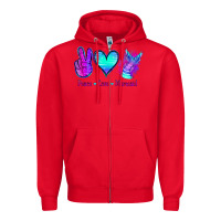 Red Peace Love Mermaid Zipper Hoodie - Jasminsmagicworld