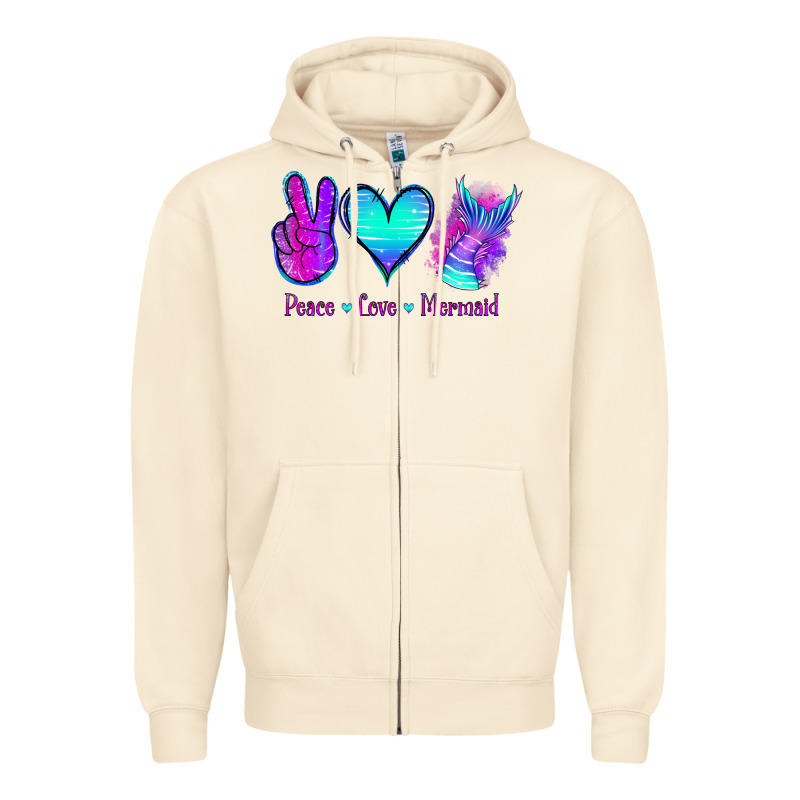 Peace Love Mermaid Zipper Hoodie by Jasminsmagicworld | Teevron