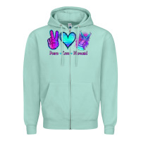 Seafoam Peace Love Mermaid Zipper Hoodie - Jasminsmagicworld