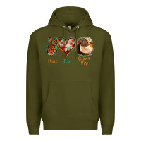 Army Green Peace Love Guinea Pigs Premium Hoodie - Jasminsmagicworld