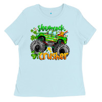 Baby Blue Shamrock Crusher Ladies Tee - CowhideDigitalArt