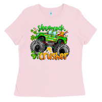 Bubblegum Pink Shamrock Crusher Ladies Tee - CowhideDigitalArt