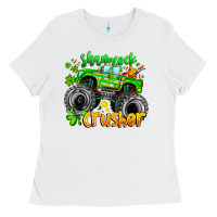 White Shamrock Crusher Ladies Tee - CowhideDigitalArt