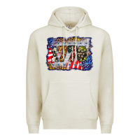 Oatmeal Heather 1776 4th of july background Premium Hoodie - BarkalooDesign