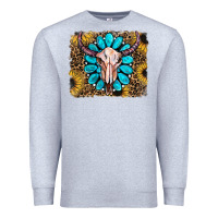 Heather Grey leopard sunflowers and gemstone skull Premium Sweatshirt - RanaPortraitStore