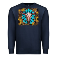 Navy leopard sunflowers and gemstone skull Premium Sweatshirt - RanaPortraitStore