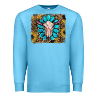 Ocean Blue leopard sunflowers and gemstone skull Premium Sweatshirt - RanaPortraitStore