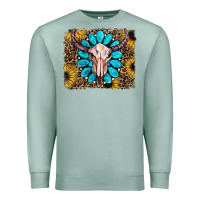 Seafoam leopard sunflowers and gemstone skull Premium Sweatshirt - RanaPortraitStore