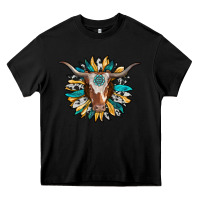 Black texas longhorn sunflower background Heavy Core Tee - RanaPortraitStore