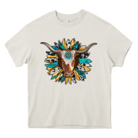 Cream texas longhorn sunflower background Heavy Core Tee - RanaPortraitStore