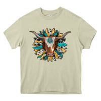 Mossy texas longhorn sunflower background Heavy Core Tee - RanaPortraitStore