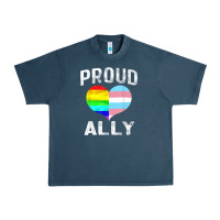 Midnight Navy proud ally lgbt rainbow heart gay pride month Urban Heavy Tee - linhVisuals