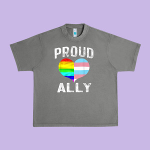 Proud Ally Lgbt Rainbow Heart Gay Pride Month Urban Heavy Tee Designed By Linhvisuals