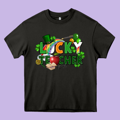 Lucky Teacher St. Patricks Day Heavy Core Tee Designed By Fadigitalartstudio