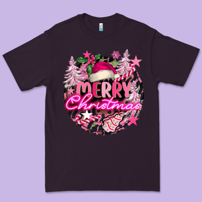 Pink Merry Christmas Premium Tee Designed By Fadigitalartstudio