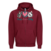Burgundy Peace Love Husky Zipper Hoodie - Jasminsmagicworld