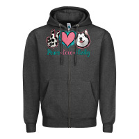 Charcoal Heather Peace Love Husky Zipper Hoodie - Jasminsmagicworld