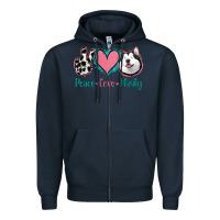 Navy Peace Love Husky Zipper Hoodie - Jasminsmagicworld