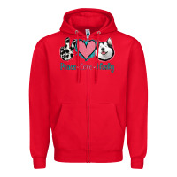 Red Peace Love Husky Zipper Hoodie - Jasminsmagicworld