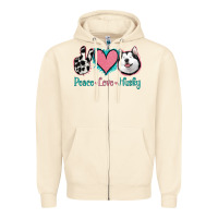 Sandshell Peace Love Husky Zipper Hoodie - Jasminsmagicworld
