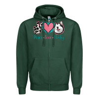 Sports Green Peace Love Husky Zipper Hoodie - Jasminsmagicworld