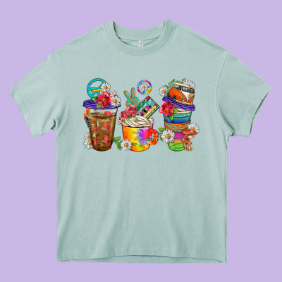 Hippie Coffee Cups Bbs Heavy Core Tee Designed By Bundleandbundleshop