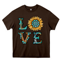 Chocolate Brown sunflower love Heavy Core Tee - RanaPortraitStore