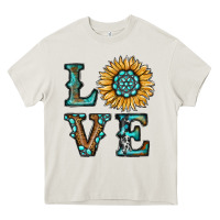 Cream sunflower love Heavy Core Tee - RanaPortraitStore