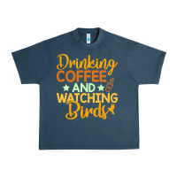 Midnight Navy drinking coffee watching birds funny Urban Heavy Tee - linhVisuals