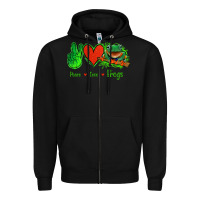 Black Peace Love Frogs Zipper Hoodie - Jasminsmagicworld