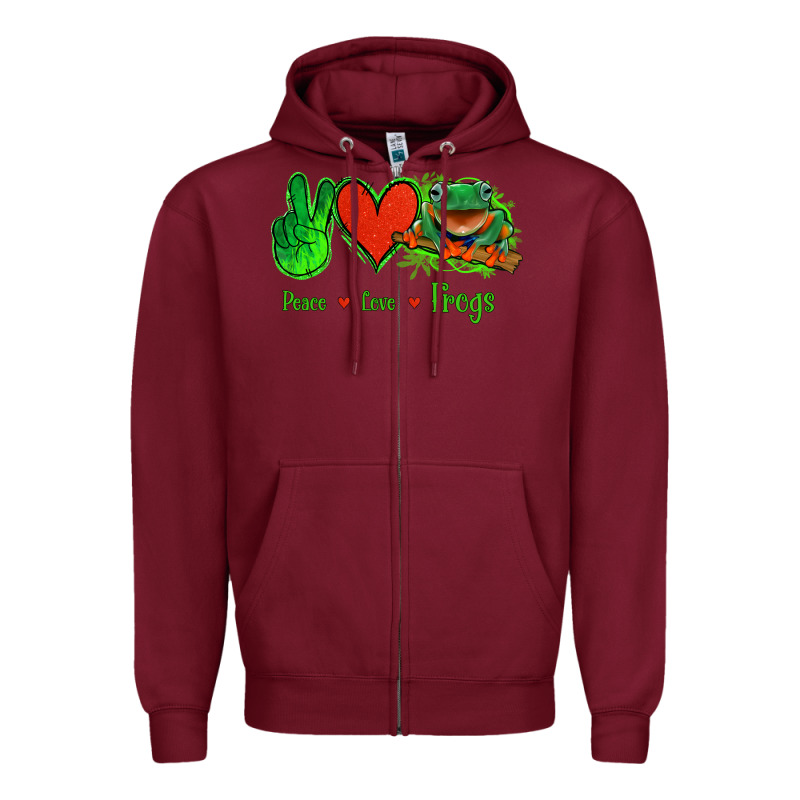 Peace Love Frogs Zipper Hoodie by Jasminsmagicworld | Teevron