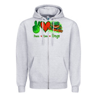 Heather Grey Peace Love Frogs Zipper Hoodie - Jasminsmagicworld
