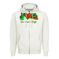 Oatmeal Heather Peace Love Frogs Zipper Hoodie - Jasminsmagicworld
