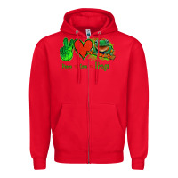 Red Peace Love Frogs Zipper Hoodie - Jasminsmagicworld