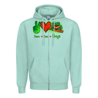 Seafoam Peace Love Frogs Zipper Hoodie - Jasminsmagicworld