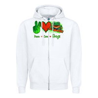 White Peace Love Frogs Zipper Hoodie - Jasminsmagicworld