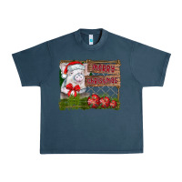 Midnight Navy merry Christmas pig Urban Heavy Tee - CowhideDigitalArt
