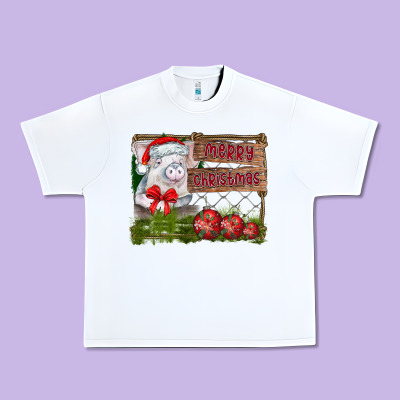 Merry Christmas Pig Urban Heavy Tee Designed By Cowhidedigitalart