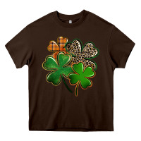 Chocolate Brown Leopard shamrock St. Patricks Day Heavy Core Tee - FaDigitalArtStudio