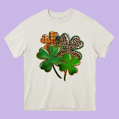 Leopard Shamrock St. Patricks Day Heavy Core Tee Designed By Fadigitalartstudio