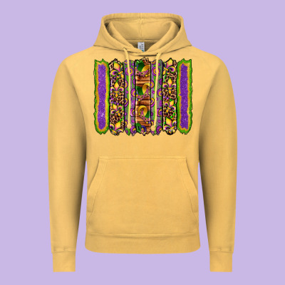 Mardi Gras Fleur De Lis Mask Leopard Glitter  Brushstrokes Vintage Hoodie Designed By Artiststas
