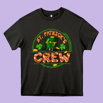 St. Patrick's Day Crew Heavy Core Tee Designed By Fadigitalartstudio