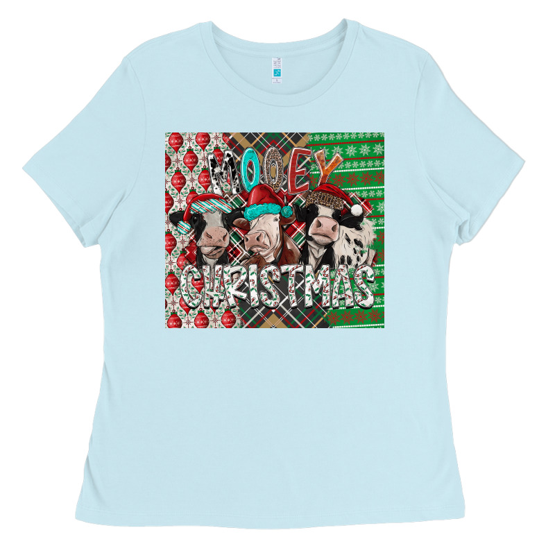 Mooey Christmas Ladies Tee by CowhideDigitalArt | Teevron