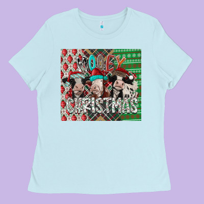 Mooey Christmas Ladies Tee Designed By Cowhidedigitalart