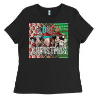 Black mooey Christmas Ladies Tee - CowhideDigitalArt