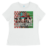 White mooey Christmas Ladies Tee - CowhideDigitalArt