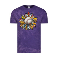 Cloud Purple Baseball Sunflower Vintage Tee - CowhideDigitalArt