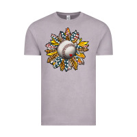 Vintage Zinc Baseball Sunflower Vintage Tee - CowhideDigitalArt